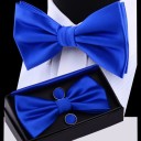 Nœud papillon pour homme, pochette et boutons de manchette T1309 1