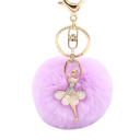 Nøglering med plysbold og ballerina 8 cm Metallegeme Plys Elegant nøglering taske rygsæk modeaccessory 9