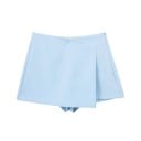 Női aszimmetrikus, magas derekú rövidnadrág oldalsó cipzárral, elegáns, egyszínű, vintage rövidnadrág, stílusos, nyári, lezser 11