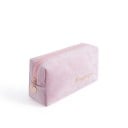 Női bársony kozmetikai táska Négyzetes forma Cipzárral, arany színű kerek charm Arany díszítő felirat 20 x 11 x 9 cm Kozmetikumokhoz 3