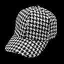 Női baseball sapka houndstooth mintával Fekete-fehér pamut baseball sapka ívelt billentével, fehér alsó résszel Fejkerület 58-60 cm 2