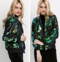 Női bomber dzseki fényes flitterekkel az egész felületen Fekete bordázott gallér és szegélyek Cipzáras záródás Bélés Poliészter 8