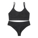 Női bordázott alsónemű szett bralette melltartó nélkülözi a merevítőt rugalmas alsó szegéllyel és tanga széles derékkal 7