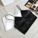 Női bralette melltartó V kivágással és vékony pántokkal Fényes felület Széles alsó szegély Kapcsos zár Spandex Univerzális méret 3