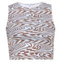 Női crop top egyszerű mintával O nyakkivágás Széles pántok Poliészter spandex kényelmes modern top 1