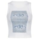 Női crop top egyszínű szemmintás O nyakkivágással széles pántokkal poliészter spandex modern top 1