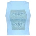 Női crop top egyszínű szemmintás O nyakkivágással széles pántokkal poliészter spandex modern top 2