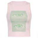 Női crop top egyszínű szemmintás O nyakkivágással széles pántokkal poliészter spandex modern top 3