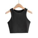 Női crop top Széles pántok O nyakkivágással Egyszínű rövid top poliészterből és spandexből Rugalmas fazon 3