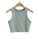 Női crop top Széles pántok O nyakkivágással Egyszínű rövid top poliészterből és spandexből Rugalmas fazon 6
