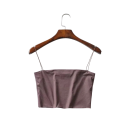 Női crop top Tenká ramínka Kerek nyak Egyszínű rövid top poliészterből és spandexből Rugalmas nyári top 8