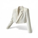 Női cropped zakó Rövid fazon Kiemelkedő vállak Hajlított gallér Zsebkendő zseb Béléssel Poliészter Irodába és társadalmi eseményekre 9