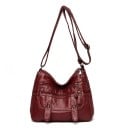Női crossbody táska cipzáras zsebekkel elöl és hátul Állítható pánt PU bőrből 26 x 20 x 11 cm 7