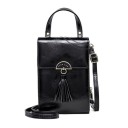 Női crossbody táska fedéllel és bojtal Zippes rész kártyatartókkal Rövid fül és hosszú pánt PU bőr 17,5 x 12 x 5 cm 1