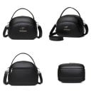 Női crossbody táska kerek formában, felső füllel és pánttal Több cipzáras rekesz Szemcsés PU bőr 21 x 17 x 10 cm Kézben és vállon 6