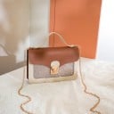 Női crossbody táska klappal PU bőrből Lánc a vállon és felső fogantyú Fém zár Motiv csillagokkal Méretek 21 x 13 x 4,5 cm 2