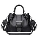 Női crossbody táska PU műbőrből kézi fogantyúval Széles csíkos pánt Nagy fém csat és díszítő szegecsek 27 x 20 x 13 cm 1