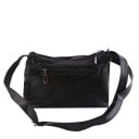 Női crossbody táska több cipzáras zsebbel Állítható pánt Virágmintás motívum pillangóval és fonott szegély PU bőr 25 x 20 x 10 cm Fekete 2