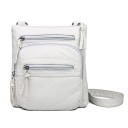 Női crossbody táska több cipzáras zsebbel Válltáska PU bőrből és pamutból Ráncos bőr hatás Méretek 25 x 23 x 5 cm 1