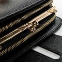 Női crossbody táska vállra lánccal Három rekesz cipzárral és fém kerettel Forgatható zár PU bőr Fekete 22 x 6 x 13 cm 3