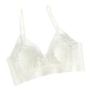 Női csipkés bralette melltartó merevítő nélkül V kivágással és áttetsző hálós résszel széles alsó pánttal és vékony pántokkal 9