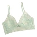 Női csipkés bralette melltartó merevítő nélkül V kivágással és áttetsző hálós résszel széles alsó pánttal és vékony pántokkal 11
