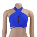 Női egyszínű Crop top O nyakkivágással Széles pántokkal a nyaknál Mellrészes Poliészter spandex 4
