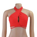 Női egyszínű Crop top O nyakkivágással Széles pántokkal a nyaknál Mellrészes Poliészter spandex 3