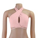 Női egyszínű Crop top O nyakkivágással Széles pántokkal a nyaknál Mellrészes Poliészter spandex 5