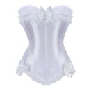 Női egyszínű korzet Csipke és masnik O nyakkivágás Hátul fűzős Poliészter Spandex Elegáns pánt nélküli top 7