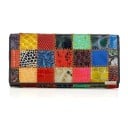 Női etno pénztárca valódi bőrből Színes patchwork Záródás klipszel Kártyatartók Zseb fémkerettel 18,5 x 9,5 x 2,5 cm 2