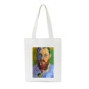 Női fehér táska művészi nyomattal, amely modern festészet inspirálta Hosszú fül Méretek 40 x 35 cm Lapos bevásárlótáska a városba 5