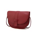 Női félkör alakú crossbody táska fedéllel és függőleges pánttal Steppelt szélek Vékony pánt PU bőr és poliészter 18 x 18 x 5,5 cm 5