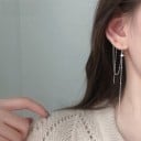 Női fülbevaló finom omló lánccal Lógó dísz a fülön apró részletekkel Könnyű minimalista ékszer divatékszer féméből 8