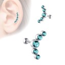 Női fülbevaló pöttyös öt kő ívével Kicsi fülbevaló piercing stílusban, pálcával és gömb záróval Cirkónia Divatékszer fém 14
