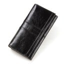 Női hosszú pénztárca valódi bőrből, klappal 18 x 9,2 x 3,5 cm Fényes felület ráncos textúrával Steppelt csíkok Elegáns stílus 1
