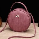 Női kerek crossbody táska fogantyúval Fém masni Cipzáras zárás Vékony pánt a vállon PU bőr és poliészter 19 x 19 x 6 cm 4