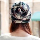 Női kockás sapka laza esésű Soft pamut sapka ráncolt formával Divatos kiegészítő a mindennapi viselethez 6