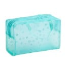 Női kozmetikai táska átlátszó PVC-ből virágmintával Zipzáras neszeszer két füllel és hálós zsebekkel 23 x 15,5 x 8 cm 4
