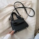 Női mini crossbody táska díszes csomókkal a fülön Klapka és hosszú pánt a vállon Krokodil minta PU bőr 17 x 13 x 9 cm 2