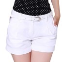Női pamut rövidnadrág övvel J1078 1