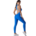 Női sportos overál Pántokkal, nyitott hátrésszel és leggingszel, cipzárral a dekoltázsnál, egyszínű fitnesz overál nylonból 9