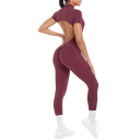 Női sportos overál rövid ujjú Nyitott hát Zip a dekoltázsnál Testhez simuló leggings Egyszínű Nylon Spandex 11