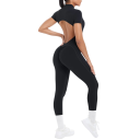 Női sportos overál rövid ujjú Nyitott hát Zip a dekoltázsnál Testhez simuló leggings Egyszínű Nylon Spandex 7