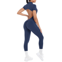 Női sportos overál rövid ujjú Nyitott hát Zip a dekoltázsnál Testhez simuló leggings Egyszínű Nylon Spandex 9