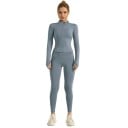 Női sportos szett Hosszú ujjú póló és leggings Cipzárral Egyszínű fitnesz szett poliészterből és spandexből 8