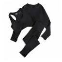 Női sportos szett Leggings sportmelltartó és hosszú ujjú póló Egyszínű fitnesz szett nylonból 5