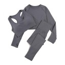 Női sportos szett Leggings sportmelltartó és hosszú ujjú póló Egyszínű fitnesz szett nylonból 7