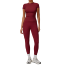 Női sportos szett leggingszel és rövid ujjú pólóval, egyszínű, nylon, poliészter, kényelmes és stílusos fitneszhez 8