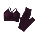 Női sportos szett leggingszel és sportmelltartóval, egyszínű, nylon, kényelmes és stílusos fitneszhez és edzéshez 8